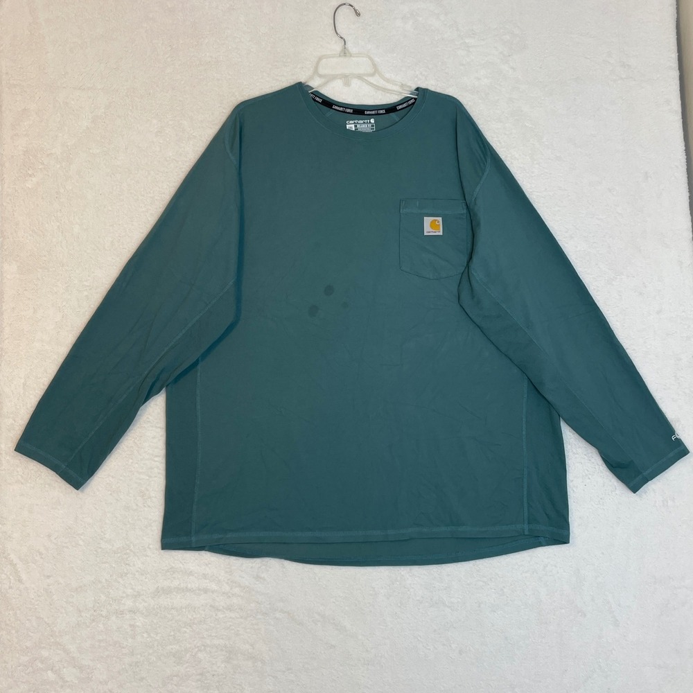 Carhartt Force Relaxed Fit Long Sleeve Pocket T-Shirt Mens 2XL Green TK4617-M